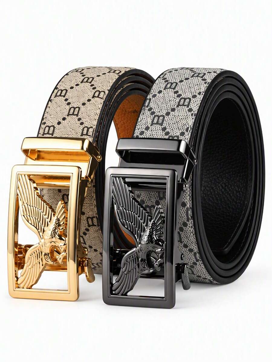 1pc Men's Fashion Casual Belt, High-End Alloy Automatic Buckle, Multi-Functional Adjustable Leather Belt, Suitable For Business, Dating And Daily Wear - Multicolor - View 1