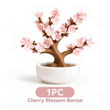 DIY Sakura Bonsai Set, Mini & Medium, Japanese Sakura Flowers, Artificial Sakura, Desktop Decor, Cute Aesthetic Romantic Mini Potted Plant Ornament, Self-Assembly Handmade Kit, Suitable For Room, Home, Bedroom, Office, Desk, Gift - 1-piece Cherry Blossom Set - View 10