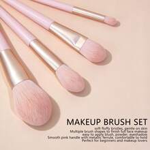 YZIMENG Ins Macaron Travel Makeup Brush Set, Portable Easy Storage Blush Brush Eyebrow Brush Set For Girls - Pink - View 4