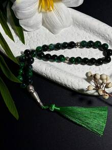 1pc Multicolor Artificial Crystal Tasbih Prayer Beads, 33-Bead Islamic Tassel Style Prayer Bracelet, Religious Worship Handheld Prayer Beads - Multicolor - View 3