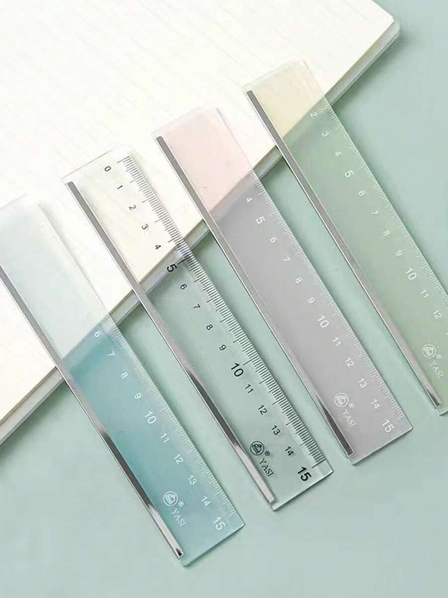 1/3pcs Minimalist Transparent Light-Colored Acrylic Measuring Ruler (15cm) - Multicolor - View 1