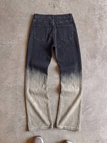 Men's Gradient Color Pocket Button Casual Daily Travel Jeans - Black - View 4