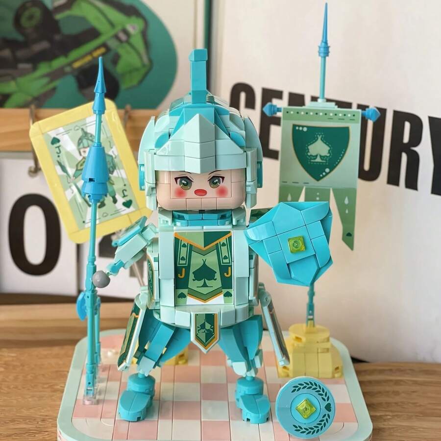 773PCS, Cute Medieval Knight Building Blocks Set, Poker Kingdom Spade J Knight Collectible Figure, DIY Micro Particle Building Blocks Model, Desktop Ornament Gift - 1 Item - View 1