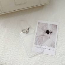 Ins Transparent Double-Sided Bear Card Holder With Spring Wrist Strap, Compatible With ID Badge, Access Card, Bus Card, Meal Card, Student ID, Cute Style, Suitable For Students And Office Workers, Card Protection, Daily Commute, Desk Storage, Holiday Gift, Birthday Small Gift, ID Protection Storage Accessory - A - View 6