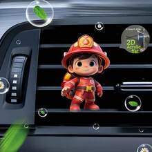 Cute Firefighter Cartoon Car Air Freshener Clip, Reusable Fragrance ...