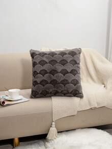 1pc Gradient Brown Faux Rabbit Fur Pillowcase, Nordic Style Embossed Fan-Shaped Fish Scale Pattern Soft Fluffy Lumbar Pillowcase, Rectangular Decorative Throw Pillowcase, Suitable For Sofa, Bedroom, Living Room, Wabi-Sabi Home Decor, Bed Headboard Winter Warm Pillowcase, Pillow Insert Not Included - Multicolor - View 10