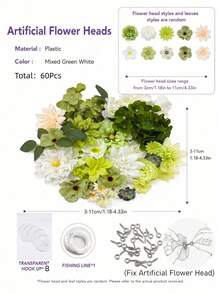 MEHELANY 12/60/30件組 橄欖綠懸掛花卉花環套裝，DIY花卉窗簾材料，人造花吊飾裝飾，適用於漂浮花牆背景、婚禮生日房間裝飾、禮物畢業典禮家居花園秋冬派對拱門牆面裝飾 - 秋綠 - 查看 11