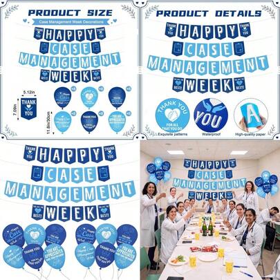 25 Pcs Happy Case Management Week Decorations, Banner And Balloons Set