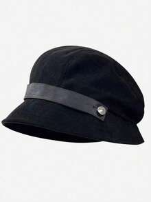 1pc Corduroy Bucket Hat Korean Style Versatile Women's Hat Multi-Wear Retro Top Hat High-End Look Small Face Beret - Multicolor - View 2