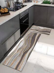 1 Pc Stripe Pattern Kitchen Mat, 3.5 Mm Soft Rubber That Is Easy To Clean. Suitable For Corridors, Bathrooms, Living Rooms, Outdoor Door Mats, And Toilets. Useable Throughout The Year And For Various Holidays. - Multicolor - View 10