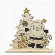 Christmas Wooden Decor, Holiday Desktop & Window Display Decoration - C - View 6