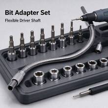 1/4" Metal Flexible Socket Wrench Drive Head, Bendable Flexible Socket Extension Bar Shaft Set, 1/4" Interface 6.35mm - Universal Flexible Shaft - View 1
