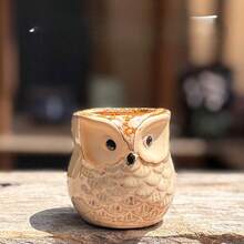 Creative Cartoon Glazed Owl Ceramic Succulent Planter Set, 6 Pieces With Drainage Holes, Cute Plant Pot Holder Container For Home Office Garden Decor, Owl Gift Personalized Craft - A - View 14