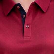 女款淺灰色夏季新款短袖 Polo T恤，修身顯瘦領口設計，百搭休閒日常上班通勤、高爾夫、網球、運動健身、校園度假，極簡學院風百搭上衣 - 中紫紅色 - 查看 8
