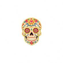 Sugar Skull Enamel Pins Set, Mexican Day Of The Dead Floral Skull Brooches, Cute Metal Lapel Pins For Backpack Hat Jacket, Halloween Gift For Friends - Multicolor - View 16