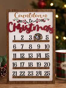 New Christmas Wooden Calendar Moving Ornament Creative Gift Wooden Craft Countdown Calendar Hanging Decoration - A - View 2