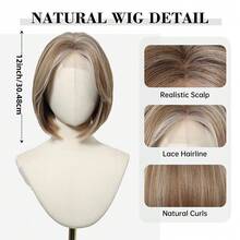 4*1 Lace Front Women's Short Bob Wig, Light Brown Mixed Gold Hair Color, Heat Resistant Fiber, Natural Style Daily Party Wig - Multicolor - View 2