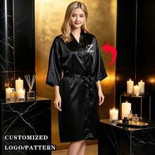 Jubah Mandi Salon dengan Logo Kustom, Jubah Klien SPA Gaya Kimono Satin dengan Sabuk Pinggang, Satu Ukuran Unisex, Cocok untuk Salon Kecantikan, Salon Rambut, Pesta Pernikahan, Mendukung Pencetakan Kustom Logo Merek, Nama, dan Pola - MultiWarna - View 5