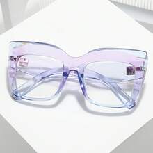 1pc Oversized Gradient Cat Eye Retro Fashion Office Workplace Clear Lens Glasses - Multi-color - View 7