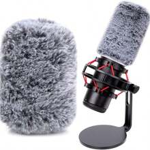 Microphone Wind Cover Furry Windscreen Compatible With QuadCast And QuadCast S Mic, Noise Reduction Wind Shield Filter Ambient Breath Wind Pop Filter For Streaming Podcast Gaming Recording Vocal ASMR Studio, Soft Faux Fur Cover - one-size - View 1