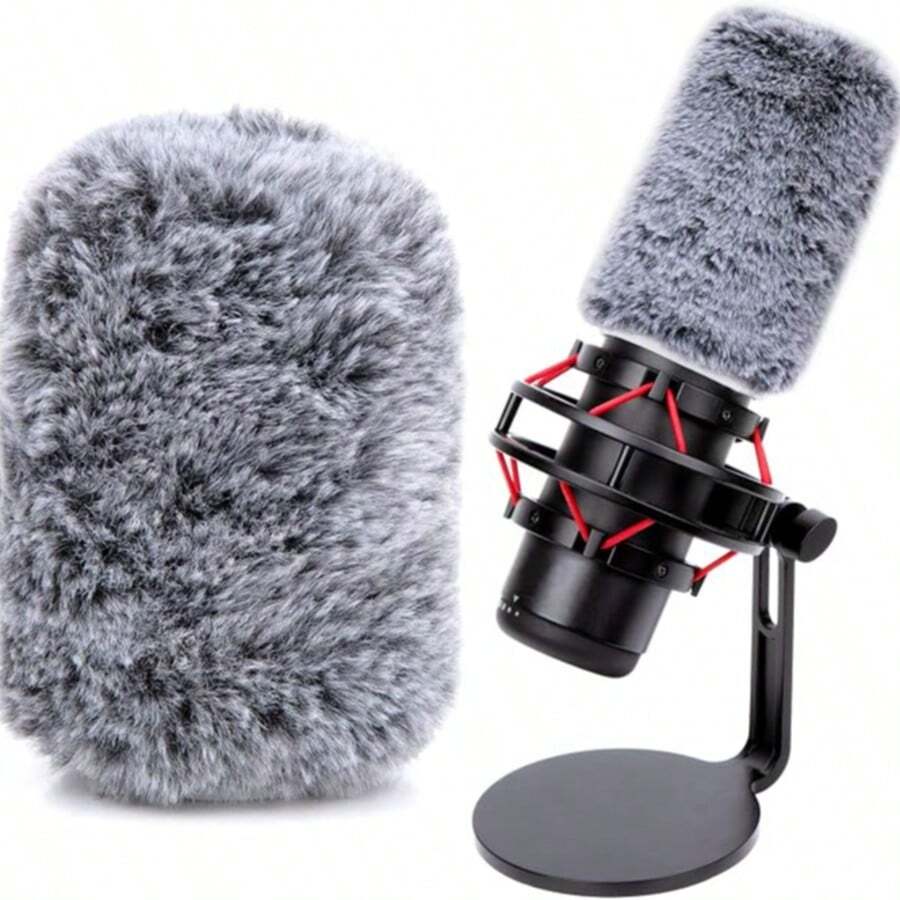 Microphone Wind Cover Furry Windscreen Compatible With QuadCast And QuadCast S Mic, Noise Reduction Wind Shield Filter Ambient Breath Wind Pop Filter For Streaming Podcast Gaming Recording Vocal ASMR Studio, Soft Faux Fur Cover - one-size - View 1