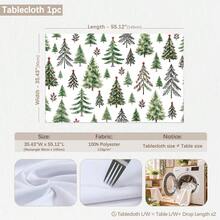 1pc Christmas Minimalist Christmas Tree Pattern Tablecloth, Stain-Resistant Dining Table Decor Cloth, Suitable For Kitchen, Dining Table, Coffee Table, TV Cabinet, Entryway, Party Holiday Decoration, Home Decor, Christmas Gathering - Multicolor - View 10