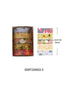 5 Rolls Vintage Cartoon Washi Tape Set, Retro Floral & Animal Pattern Decorative Stickers, Suitable For Scrapbooking, Journaling, Planner And DIY Crafts, Back To School Stationery - Wind and Objects Series - View 12
