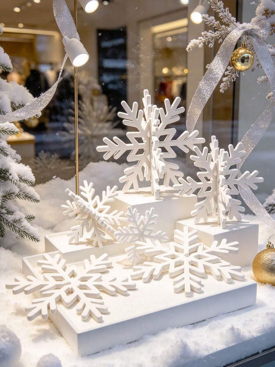 1pc 3D Snowflake Decor Christmas Desktop Layered Tray Scene Atmosphere ...