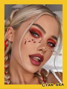 1pc Temporary Tattoo Sticker Cosplay Party Red Drip Blood Spot Face Art Pattern, Realistic Tattoo Design, Suitable For Daily Wear, Bachelorette Party Favors, Music Festivals, Games, Graduation Gifts, Lasts 3-5 Days - Red - View 5