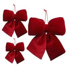 Elegant Red Velour Christmas Bow – Decoration For Christmas Trees, Doors, And Wreaths - 1PC - View 7