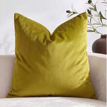 1pc Velvet Decorative Pillow Case - Olive Green - View 7