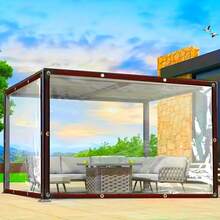 Outdoor Transparent Waterproof Plastic Wind & Snow Cover - Durable Sun Shade Sail Outdoor Garden Protection Cloth, Suitable For Patio, Porch Canopy And Camping, Lightweight And Easy To Set Up, Outdoor Coverage | Plastic Structure Wind & Rain Protection - Transparent Rain Cover - View 8