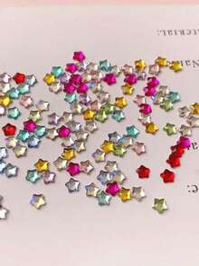 80 Pcs/Pack Flat Star-Shaped Rhinestone Nail Charms – DIY Autumn/Winter Nail Accessories & Dangles - Multicolor - View 4