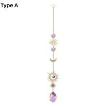 1pc/ 2PCS, Sun Moon AB Crystal Rainbow Suncatcher, Ceiling Fan Light Hanging Prism Ornament, Golden Boho Aesthetic DIY Home Decor, Pendant Gift For Bedroom Window - Sun & Moon Metal Charms - View 17