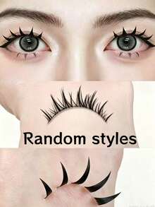 1 Pair Pointed Tail Cartoon Style False Eyelashes, Transparent Stem, Cosplay Extra Long False Eyelashes 10-13mm - Black - View 9