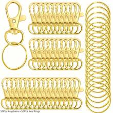 100pcs (50pcs Fish Mouth Buckle + 50pcs Double Layer Ring) Alloy Gold & Silver Rotating Keychain Set, Handmade Keychain Making Kit, Suitable For Item Hanging, Jewelry Making, DIY Handicrafts Accessories, Backpack, Lanyard And Pet Collar - Fish-mouth Buckle & Double-layer Ring - View 7