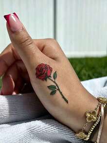 4pcs Multicolor Ink Fine Line Realistic Lily Flower Pattern, Suitable For Party, Wedding And Special Occasions, Floral Temporary Tattoo Stickers, Party Decorations, Natural Inspired Tattoo Stickers Last 3-5 Days - Multicolor - View 6