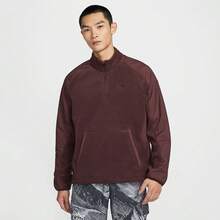 NIKE TRAIL POLARTEC Men's Burgundy Polyester Fleece Stand Collar Pullover Sweatshirt With Short Zipper And Front Pocket FV9964-652 - Burgundy - View 1