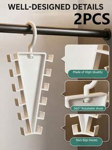 V-Shaped Double-Sided Hanger, 360° Rotatable, 10 Hooks Included, Suitable For Hats, Clothes Drying, Space-Saving, Fit For Dorm, Wardrobe, Multi-Functional Storage Hanging Rack, Standard Hanger - Multicolor - View 14
