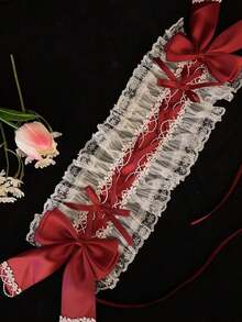 1pc Lolita Style Headband Sweet Bow Lace Accessory Cute Japanese Maid Anime Girl Versatile Headpiece - Multicolor - View 8