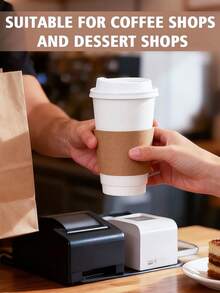 100pcs Coffee Cup Sleeves, Suitable For Hot Drinks, 25/50pcs Durable Corrugated Cardboard Cup Sleeves, Fit 12-24oz Cups, Beverage Insulation, Suitable For Hot And Cold Drinks, Protect Hands - View 5