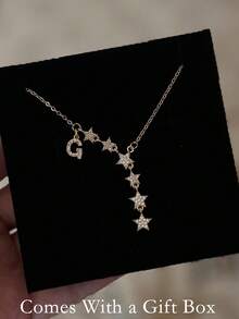 1件 Y2K 經典金色字母與閃亮星星 Y 型項鍊，女款精緻星空飾品，附禮盒，生日與情人節送給她的禮物 - 金色五角星 - 查看 1