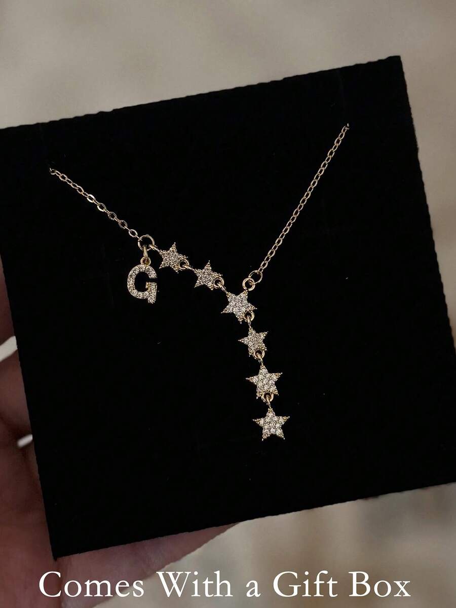 1件 Y2K 經典金色字母與閃亮星星 Y 型項鍊,女款精緻星空飾品,附禮盒,生日與情人節送給她的禮物 - 金色五角星 - 查看 1
