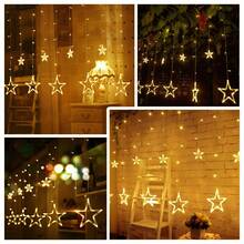 1pc LED Star Curtain String Lights, 8 Multi-Function Lighting Modes, Warm White LED Star Waterfall Lights, Christmas Decoration Lights, Suitable For Wedding, Birthday, Christmas, Valentine's Day, Party Decoration - Star - View 11