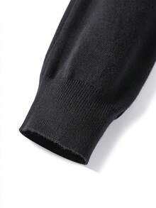 Vintage Henley Collar Knitted Sweater Men's Autumn/Winter Black 3-Button Half-Placket Simple Long Sleeve Inner Layer Knit Top - Black - View 11
