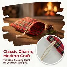 6/12pcs Red Plaid Drawstring Bags - Small Gift Bags With Plaid Pattern And Drawstring Closure, Suitable For Wedding Gifts, Jewelry Storage, Christmas Candy, Birthday Party Supplies, Beaded Craft Finished Products (Fabric Material) - Multicolor - View 8