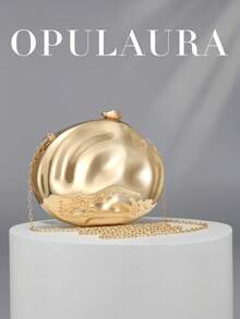 OpulAura 女款晚宴包，手拿包，斜挎包，彩色寶石鑲嵌，金色，硬殼包，時尚，奢華，優雅，極簡，個性化，多功能，適合雞尾酒會、聚會、舞會、夜店、約會、生日、晚間活動、約會之夜、舞會及其他場合 - 金色 - 查看 2