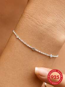 925 Sterling Silver Minimalist Personal Star Charm Bracelet, New Luxury Light Jewelry Gift - Star - View 1