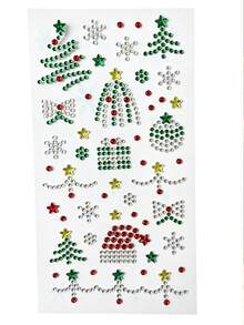 1pc Christmas Decorative Christmas Tree Gem Face Stickers, Including Various Patterns Such As Christmas Trees, Snowflakes, Gifts, Santa Hats, Stars, Bows, And Other Y2K Decorations, Allowing For Free DIY - Multicolor - View 13