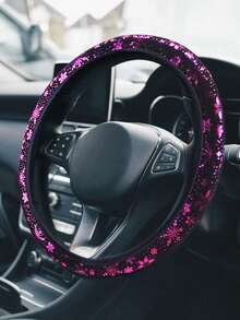 Ipcs Snowflake Print Car Steering Wheel Protector, Elastic Breathable SteeringWheelCover, Car Interior Accessories. - Multicolor - View 14